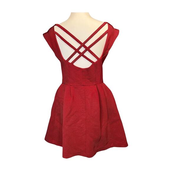 Nanette Lepore Red zip pleated cocktail Dress pockets 6 Wedding Guest mobwife - Picture 4 of 13
